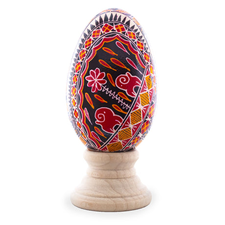 Goose Real Blown Out Ukrainian Easter Egg 7 in Multi color, Oval shape