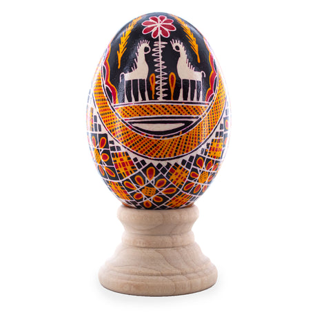 Goose Real Blown Out Ukrainian Easter Egg 8 in Multi color, Oval shape