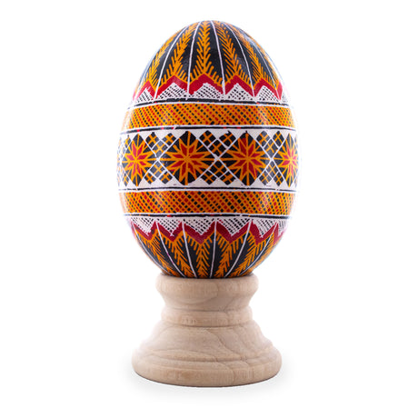 Goose Real Blown Out Ukrainian Easter Egg 9 in Multi color, Oval shape