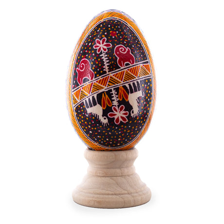 Goose Real Blown Out Ukrainian Easter Egg 10 in Multi color, Oval shape