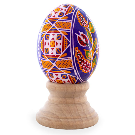 Purple Authentic Blown Real Eggshell Ukrainian Easter Egg Pysanka in Purple color, Oval shape