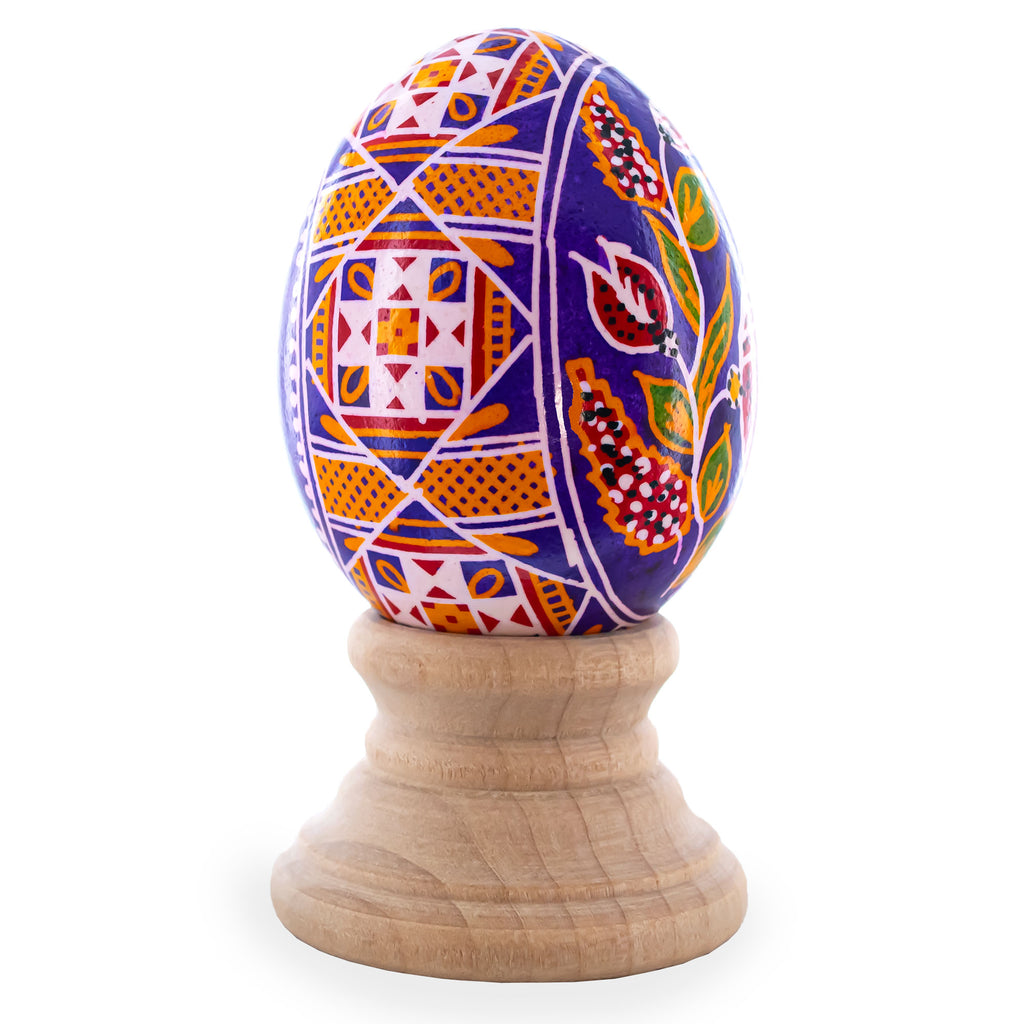 Purple Authentic Blown Real Eggshell Ukrainian Easter Egg Pysanka in Purple color Oval