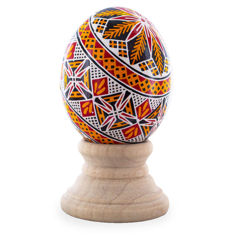 Authentic Blown Real Eggshell Ukrainian Easter Egg Pysanka 033 in Multi color, Oval shape