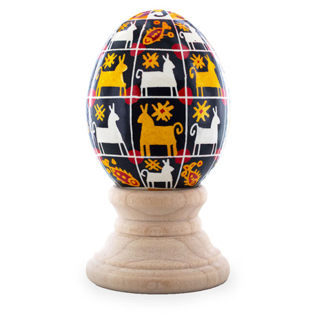 Authentic Blown Real Eggshell Ukrainian Easter Egg Pysanka 042 in Multi color, Oval shape