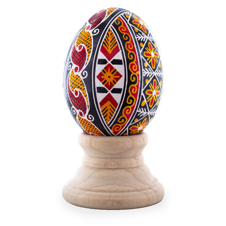 Authentic Blown Real Eggshell Ukrainian Easter Egg Pysanka 043 in Multi color, Oval shape