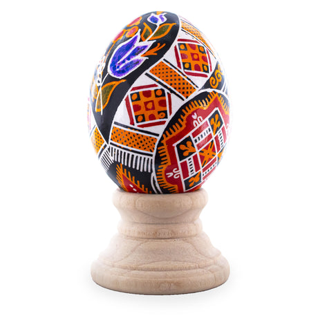 Authentic Blown Real Eggshell Ukrainian Easter Egg Pysanka 052 in Multi color, Oval shape