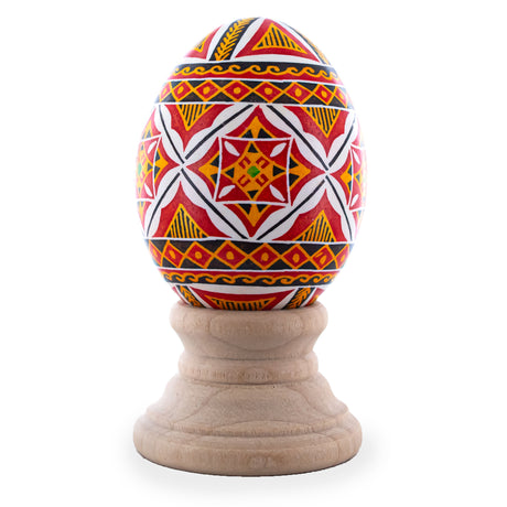 Authentic Blown Real Eggshell Ukrainian Easter Egg Pysanka 053 in Multi color, Oval shape