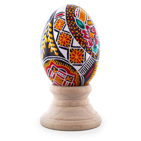 Authentic Blown Real Eggshell Ukrainian Easter Egg Pysanka 054 in Multi color, Oval shape