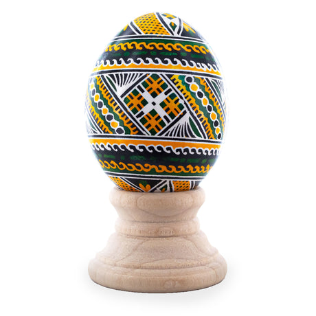 Authentic Blown Real Eggshell Ukrainian Easter Egg Pysanka 055 in Multi color, Oval shape