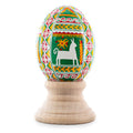 Horses on Circle Authentic Blown Real Eggshell Ukrainian Easter Egg Pysanka in Red color Oval