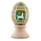 Horses on Circle Authentic Blown Real Eggshell Ukrainian Easter Egg Pysanka in Red color Oval