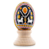 Horses by the Tree  Authentic Blown Real Eggshell Ukrainian Easter Egg Pysanka in Red color Oval