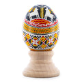 Horses on Red Authentic Blown Real Eggshell Ukrainian Easter Egg Pysanka in Red color Oval