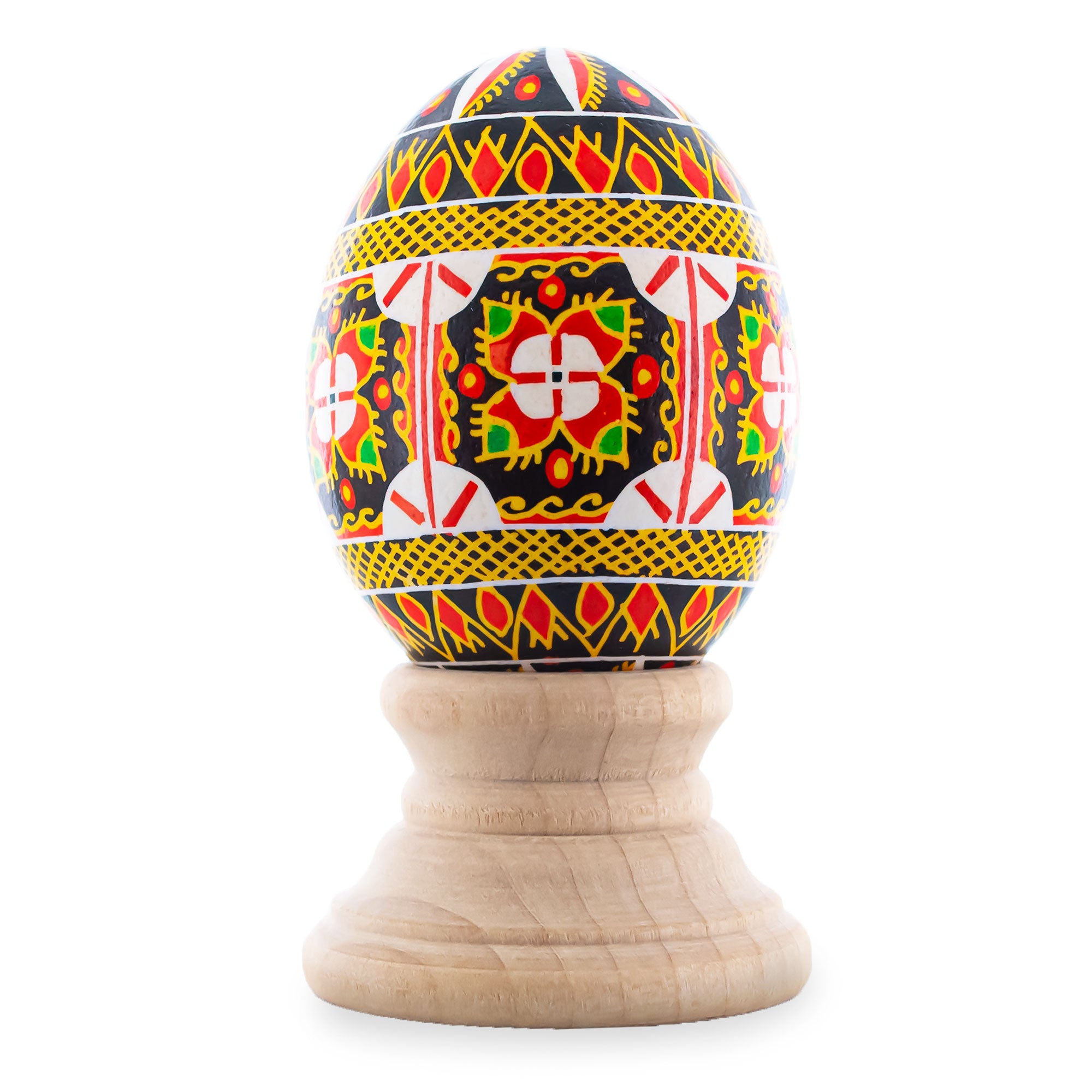 Authentic Blown Real Eggshell Ukrainian Easter Egg Pysanka in Red color Oval