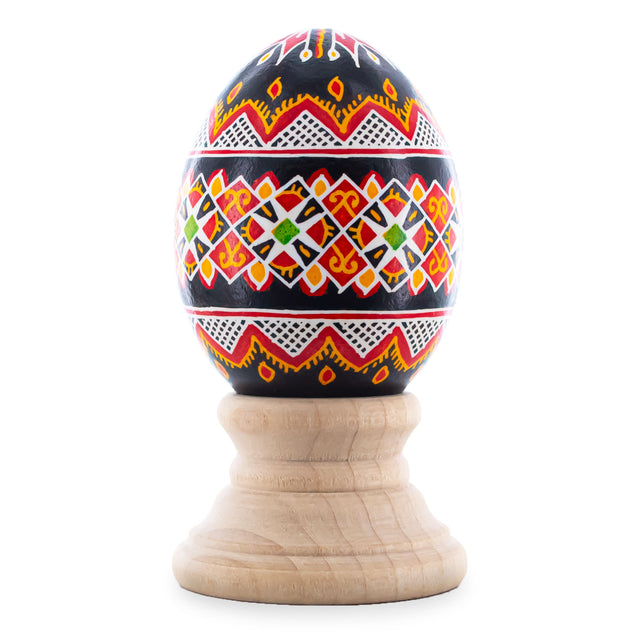 Authentic Blown Real Eggshell Ukrainian Easter Egg Pysanka in Red color Oval