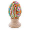 Geometrical Designs on Green Blown Real Eggshell Ukrainian Easter Egg Pysanka in Green color Oval
