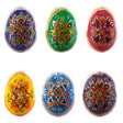 Set of 6 Multicolor Ukrainian Pysanky Wooden Easter Eggs 2.25 Inches in Multi color, Oval shape