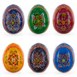 Set of 6 Multicolor Ukrainian Pysanky Wooden Easter Eggs 2.5 Inches in Multi color Oval