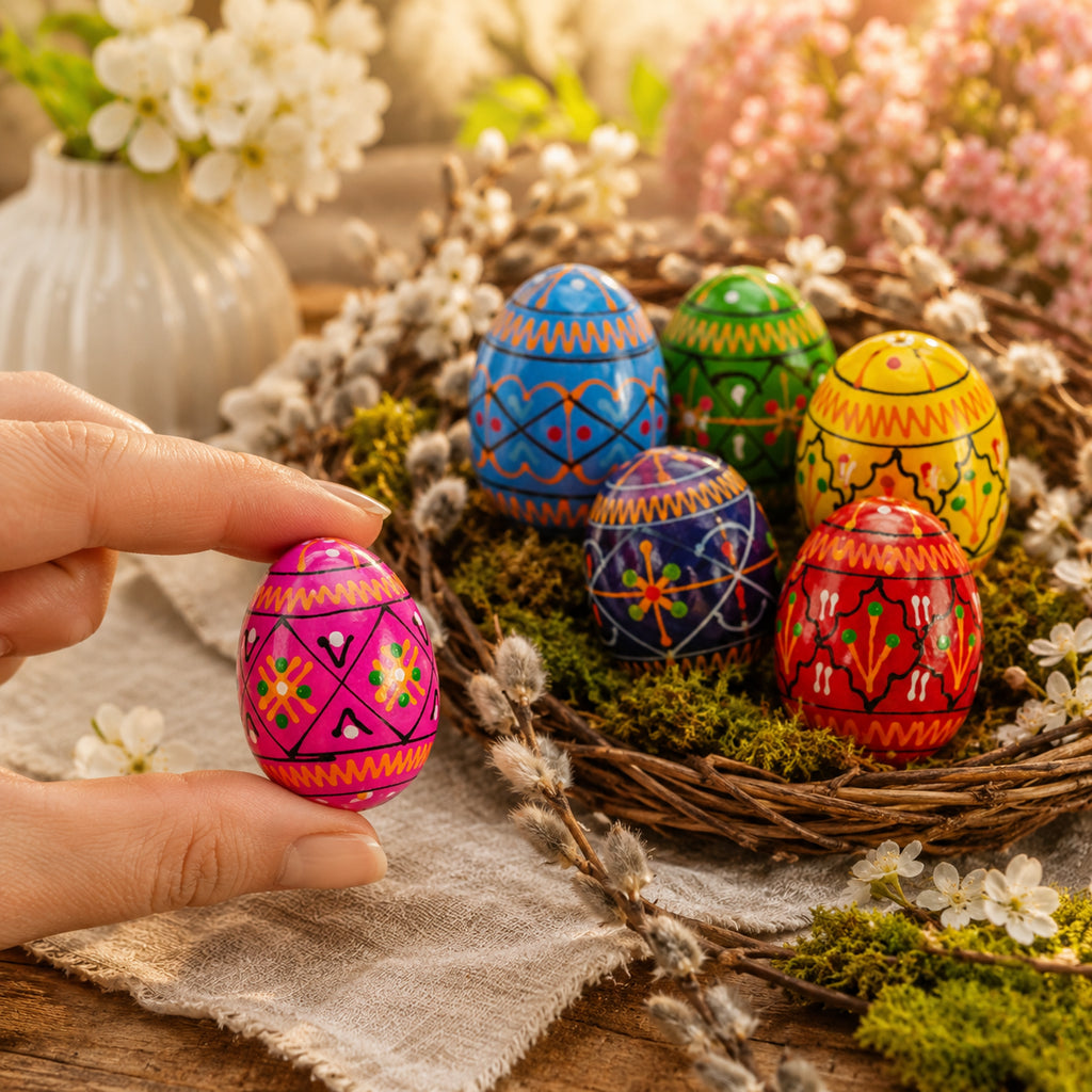 BestPysanky online gift shop sells religious gift christian catholic basket fillers hand painted wood pysanka designs church decorations egg hunt table centerpiece folk art Ukraine keepsake blessing renewal heirloom ukrainian pysanky
