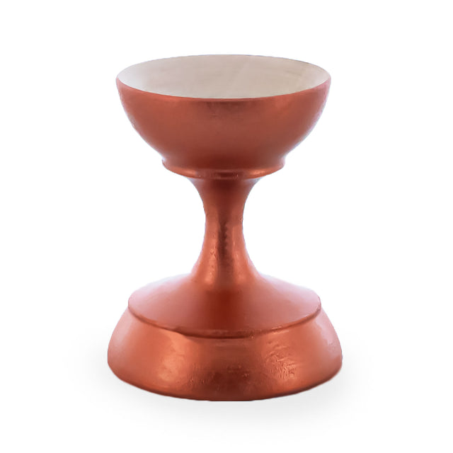 Metallic Copper Wooden Ukrainian Egg Sphere Stand Holder Display 1.6 Inches in Brown color