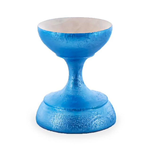 Metallic Blue Wooden Ukrainian Egg Sphere Stand Holder Display 1.6 Inches in Brown color