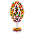 Willow Ukrainian Wooden Easter Egg Pysanka on a Stand 3.75 Inches in White color Oval
