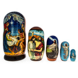 Set of 5 Jesus is Born Nativity Scene Nesting Dolls Matryoshka in Multi color
