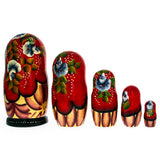Set of 5 Little Red Riding Hood Wooden  Nesting Dolls 7 Inches ,dimensions in inches: 7 x 7 x
