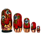 Set of 5 Little Red Riding Hood Wooden  Nesting Dolls 7 Inches , dimensions in inches: 7 x 7 x