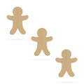 3 Men Unfinished Wooden Shapes Craft Cutouts DIY Unpainted 3D Plaques 4 Inches in Beige color