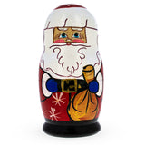 Set of 5 Santa, Snowman and Christmas Tree Wooden Nesting Dolls , dimensions in inches: 4.2 x  x