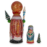 Hand Carved Solid Wood Santa Did Moroz Nesting Dolls 9.5 Inches