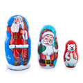 3 Santa and Polar Bear Wooden Nesting Dolls 4.25 Inches in Multi color