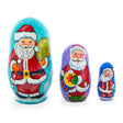 Set of 3 Santa with Gifts Wooden Nesting Dolls Figurines 4.25 Inches in Multi color