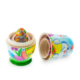 Set of 3 Bunnies and Easter Eggs Wooden Nesting Dolls 4.25 InchesUkraine , dimensions in inches: 4.25 x 2.25 x 2.25