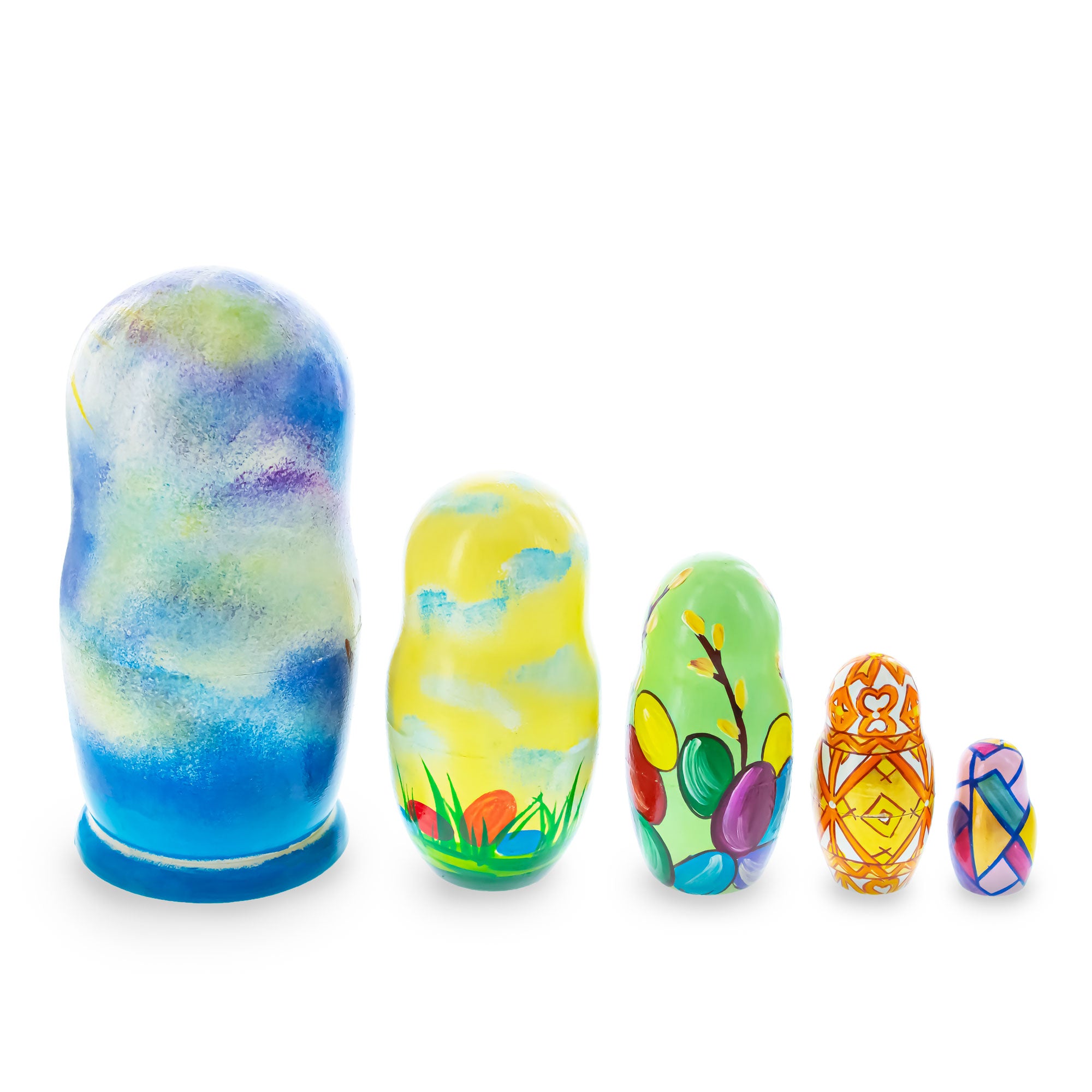 Shop Set of 5 Jesus Christ Rising, Angel and Easter Eggs Wooden Nesting Dolls 6 Inches. Buy Nesting Dolls Religious Multi   for Sale by Online Gift Shop BestPysanky religious nativity Christian stackable matryoshka stacking toy babushka Russian authentic for kids little Christmas nested matreshka wood hand painted collectible figurine figure statuette