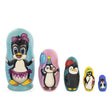 Set of 5 Penguins Wooden Nesting Dolls 6 Inches in Blue color