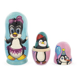 Set of 5 Penguins Wooden Nesting Dolls 6 InchesUkraine , dimensions in inches: 6 x 3 x 3