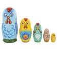 The Chicken Family Wooden Nesting Dolls in Multi color,  shape