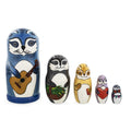 Set of 5 Raccoon Family Wooden Nesting Dolls 6 Inches in Multi color