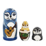 Set of 5 Raccoon Family Wooden Nesting Dolls 6 InchesUkraine , dimensions in inches: 6 x 3 x 3