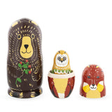 Set of 5 Bear, Fox, Owl, Bunny & Otter Wooden Nesting Dolls 6 InchesUkraine , dimensions in inches: 6 x 3 x 3