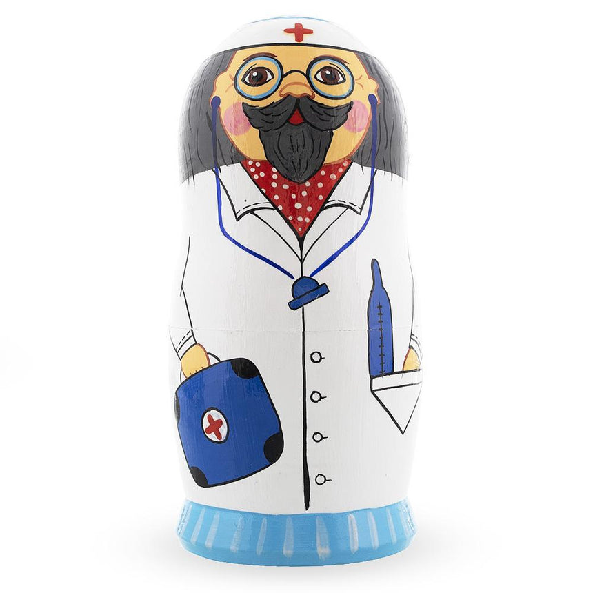 Doctor & Nurses Wooden Nesting DollsUkraine , dimensions in inches:  x  x