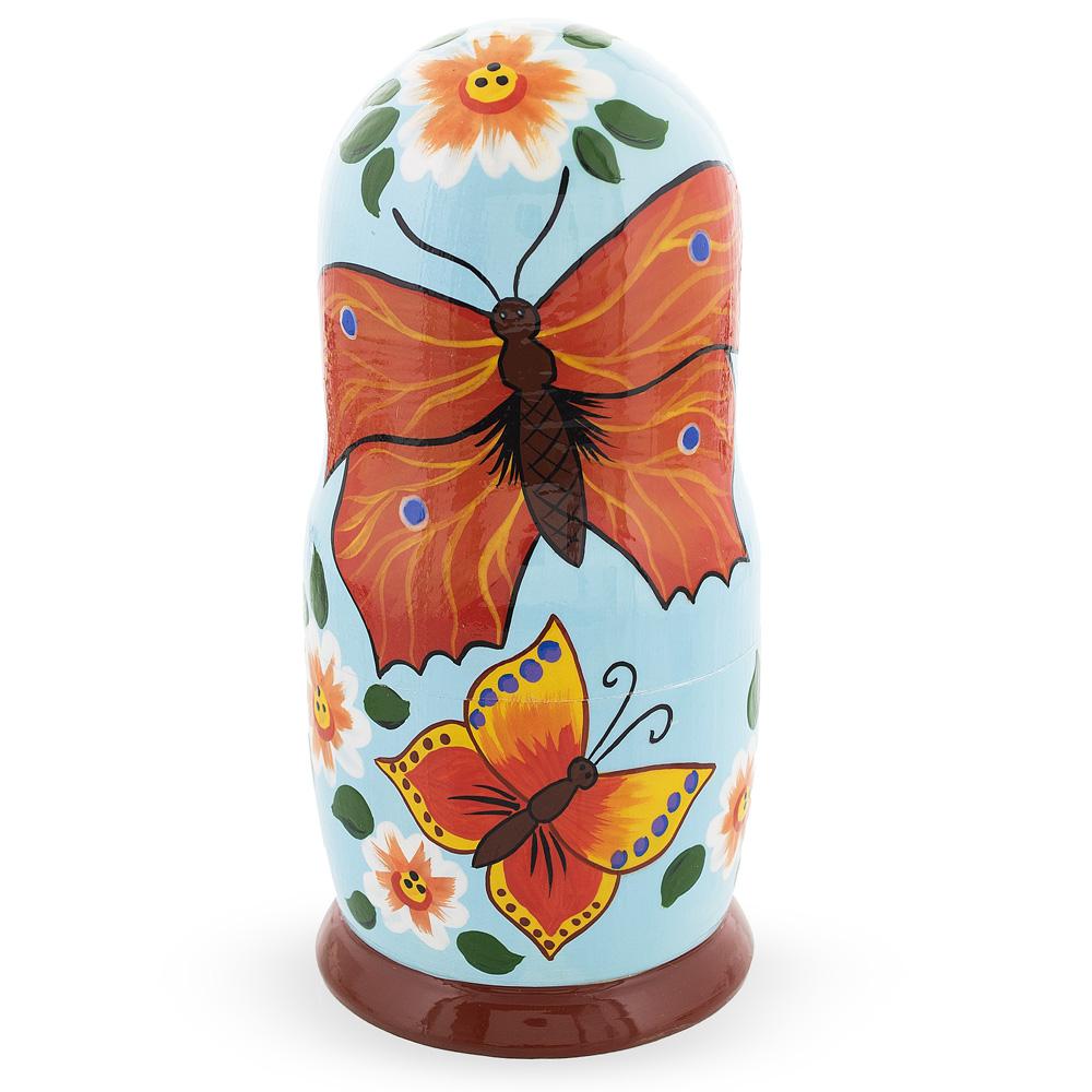 Butterflies Wooden Nesting DollsUkraine , dimensions in inches: 5.75 x 6.3 x 3.2