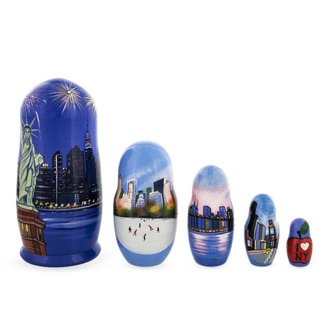 New York City Wooden Stacking Nesting Dolls in Multi color,  shape