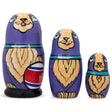 3 Smiling Dog w/Bone Collar Wooden Nesting Dolls  4.25 Inches in  color