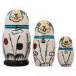 3 White Dog with Bone Collar Wooden Nesting Dolls Matryoshka 4.25 Inches in White color,  shape