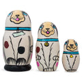 3 White Dog with Bone Collar Wooden Nesting Dolls Matryoshka 4.25 Inches in White color