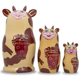Set of 3 Cow Family Nesting Doll 5.5 Inches in Multi color,  shape