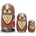 Set of 3 Brown Dog with Ball Wooden Nesting Dolls 5 Inches in Brown color